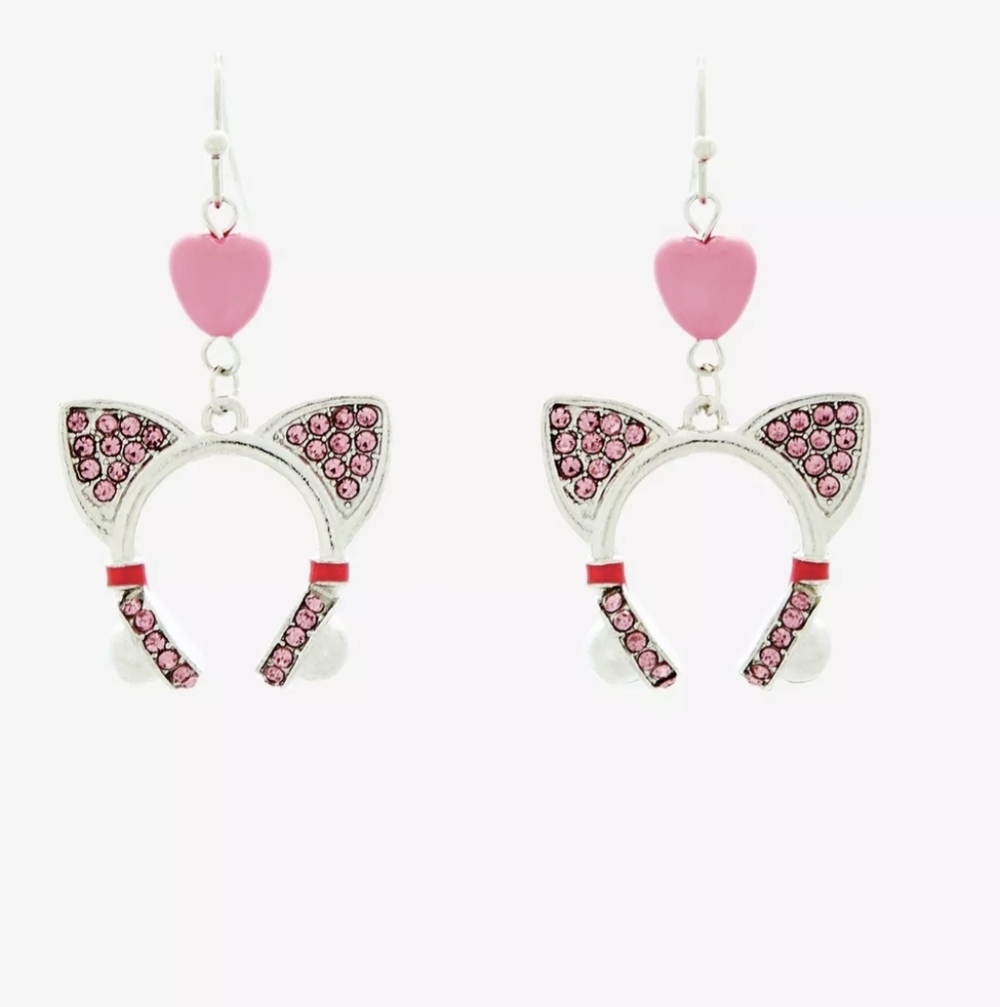 Cat gamer girl headphones earrings jewelry